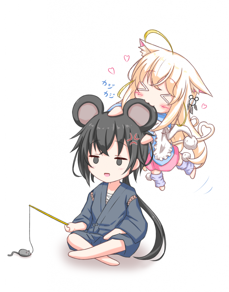 Cute catgirl gets a mouse Art by mafu makura