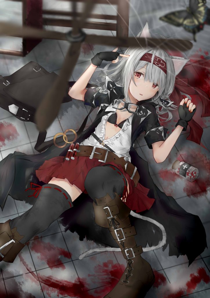 A catgirl surrounded by blood Art by _tukusi_