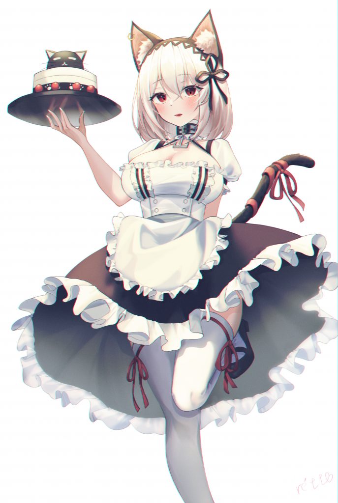 A Neko Maid with cake Art by Rétt