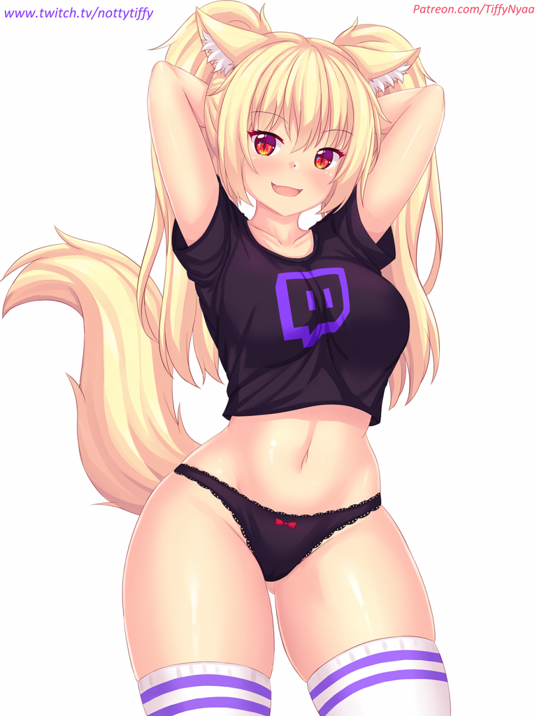 NottyTiffy in a Twitch t-shirt