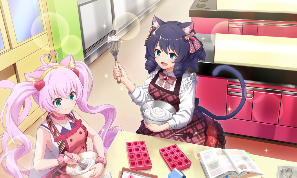 Cyan and Rosia from Show By Rock making Valentine's Sweets Offical Art