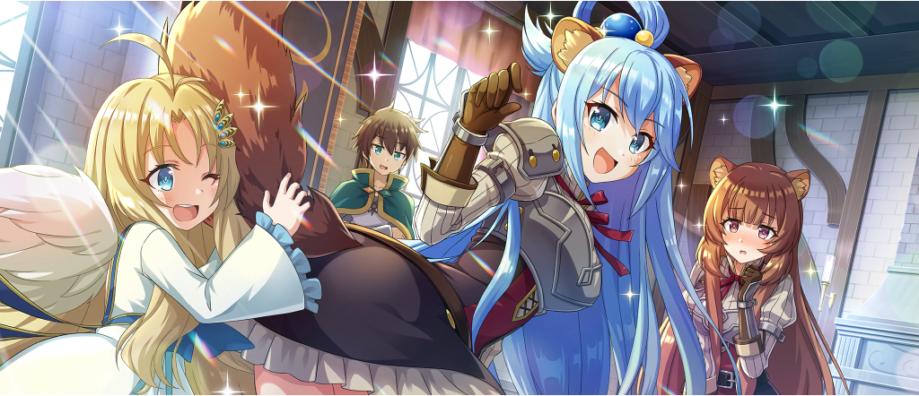 Aqua from Konosuba dressed as Raphtalia from Shield Hero