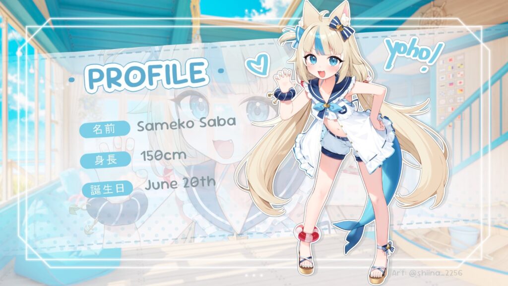 Sameko Saba's official profile. Art by shiina_2256