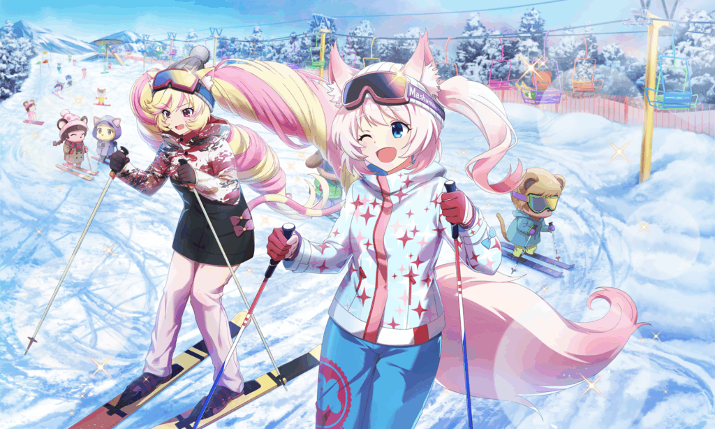 Himeko and Howan on a ski trip, Official Art