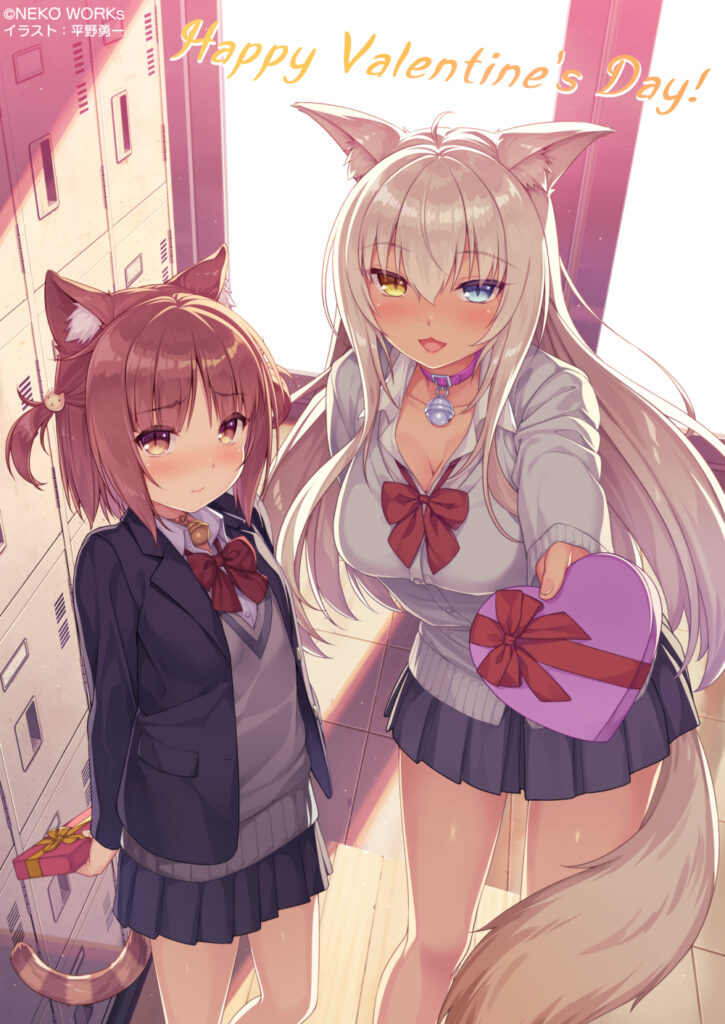 Azuki and Coconut from Nekopara on Valentine's Day Art by Hirano Yuuichi