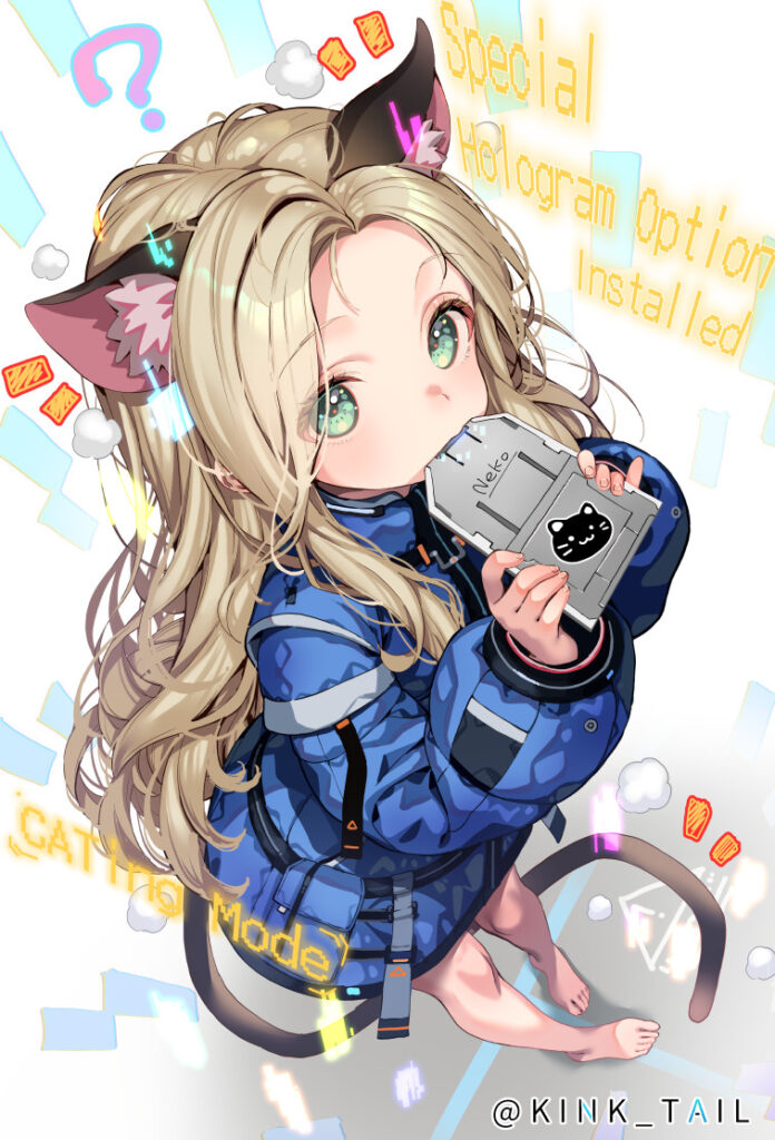 Diana from Pragmata Enters CATing Mode art by Kink_Tail