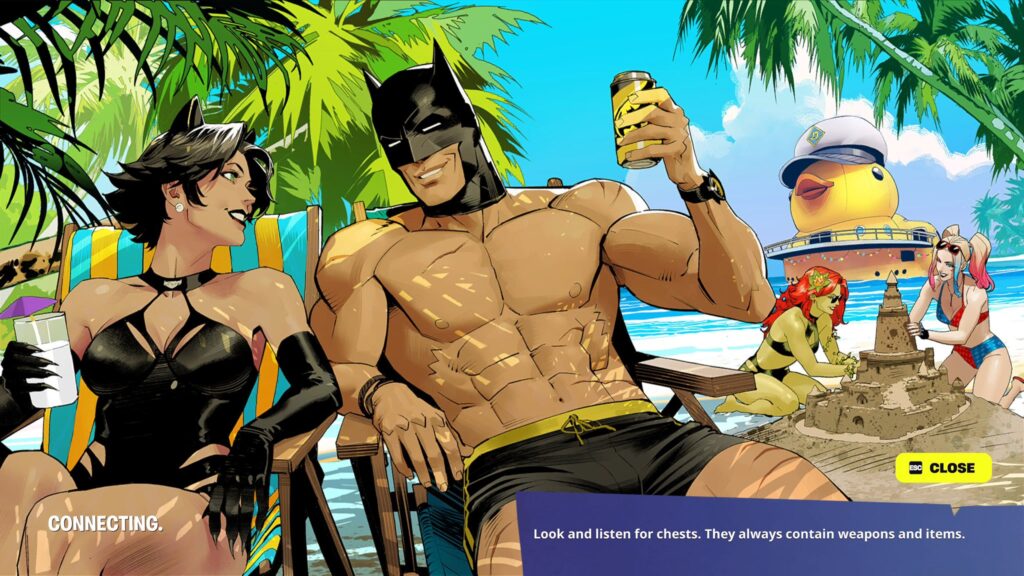 Hot Bat Summer loading screen from Fortnite featuring Catwoman